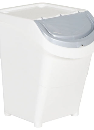 Afvalbakken met deksels stapelbaar 3 st PP 120 L wit