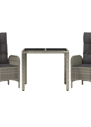 3-Delige Tuinset Met Kussens Poly Rattan Grijs