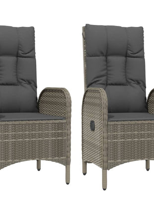3-Delige Tuinset Met Kussens Poly Rattan Grijs