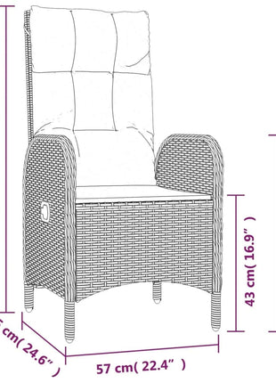 3-Delige Tuinset Met Kussens Poly Rattan Grijs