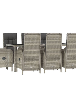9-Delige Tuinset Met Kussens Poly Rattan Grijs