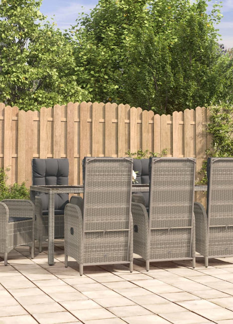 9-Delige Tuinset Met Kussens Poly Rattan Grijs