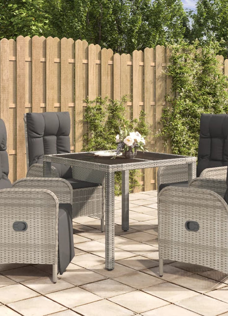 5-Delige Tuinset Met Kussens Poly Rattan Grijs