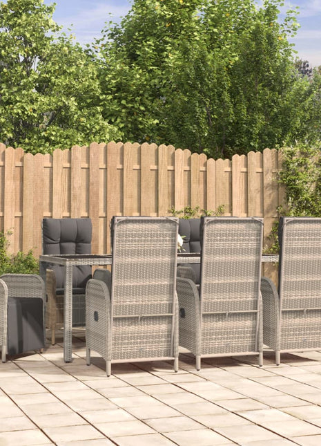 9-Delige Tuinset Met Kussens Poly Rattan Grijs