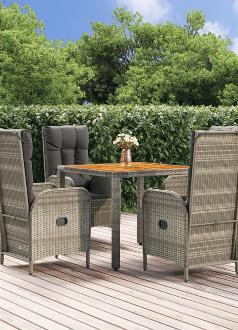 5-Delige Tuinset Met Kussens Poly Rattan Grijs