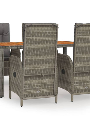 5-Delige Tuinset Met Kussens Poly Rattan Grijs