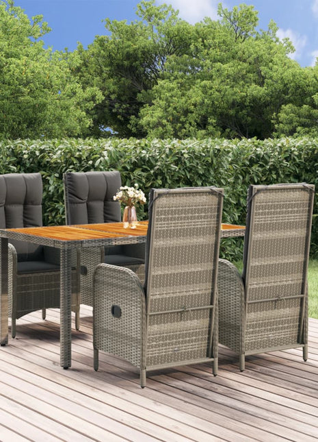 5-Delige Tuinset Met Kussens Poly Rattan Grijs