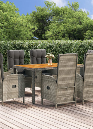 7-Delige Tuinset Met Kussens Poly Rattan Grijs
