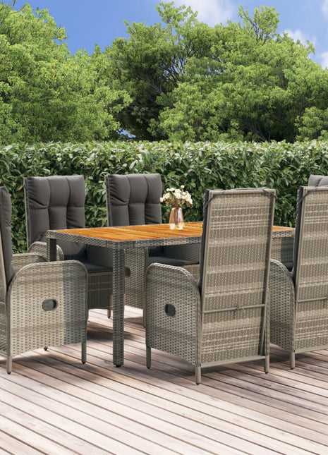 7-Delige Tuinset Met Kussens Poly Rattan Grijs