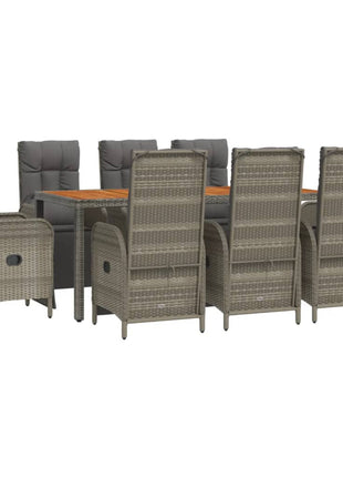 9-Delige Tuinset Met Kussens Poly Rattan Grijs