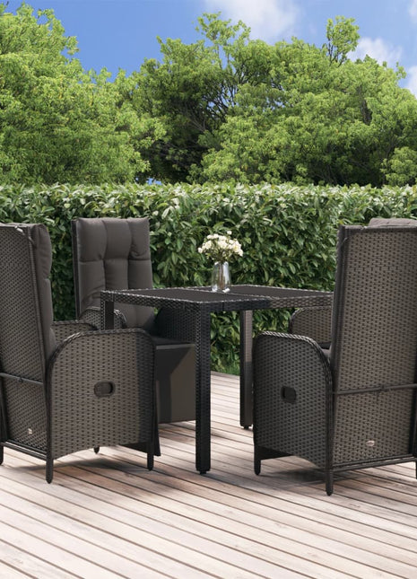 5-Delige Tuinset Met Kussens Poly Rattan Zwart