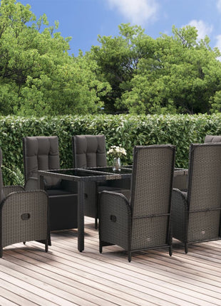 7-Delige Tuinset Met Kussens Poly Rattan Zwart