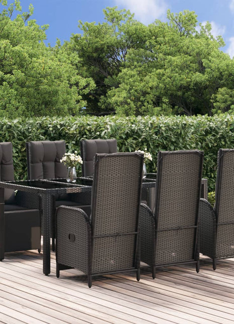7-Delige Tuinset Met Kussens Poly Rattan Zwart