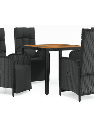 5-Delige Tuinset Met Kussens Poly Rattan Zwart