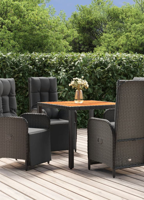 5-Delige Tuinset Met Kussens Poly Rattan Zwart