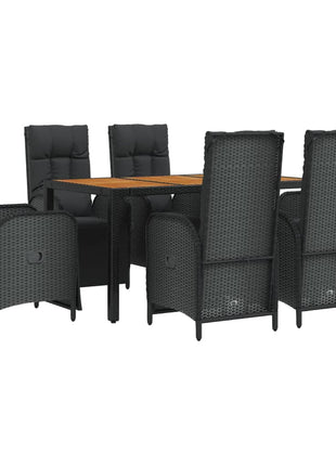 7-Delige Tuinset Met Kussens Poly Rattan Zwart