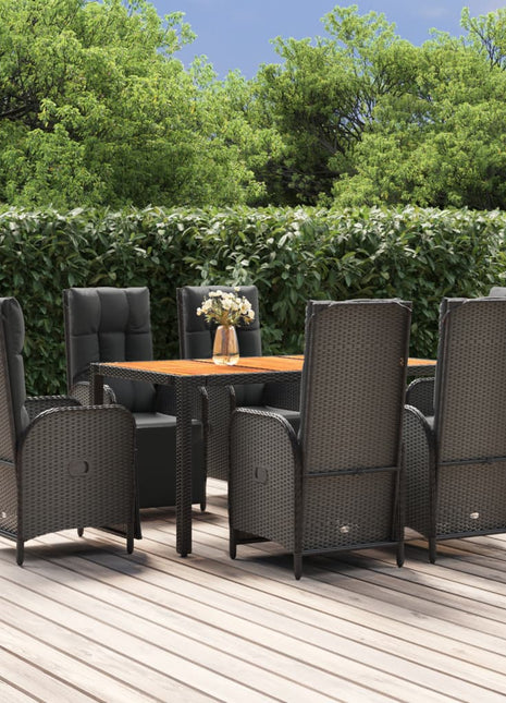 7-Delige Tuinset Met Kussens Poly Rattan Zwart