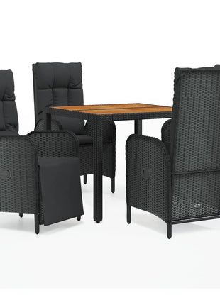 5-Delige Tuinset Met Kussens Poly Rattan Zwart