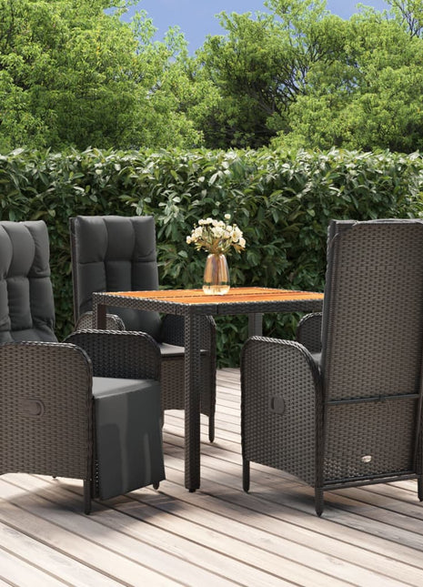 5-Delige Tuinset Met Kussens Poly Rattan Zwart