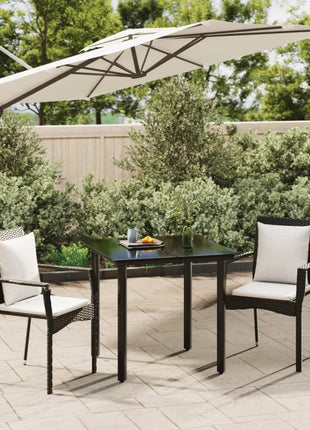 3-Delige Tuinset Met Kussens Poly Rattan Zwart En