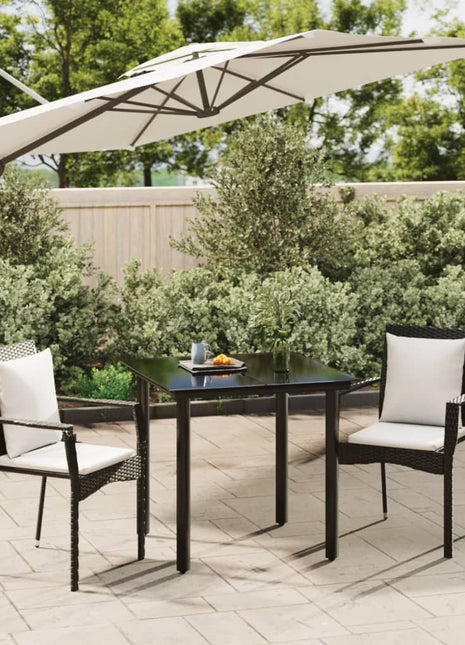 3-Delige Tuinset Met Kussens Poly Rattan Zwart En