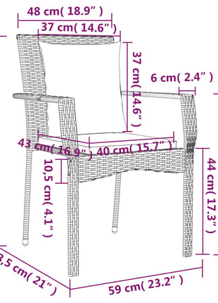 3-Delige Tuinset Met Kussens Poly Rattan Zwart En