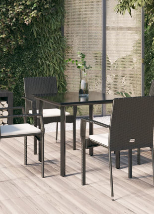 5-Delige Tuinset Met Kussens Poly Rattan Zwart En