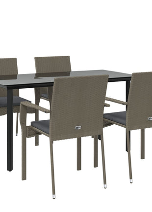 5-Delige Tuinset Met Kussens Poly Rattan Zwart En