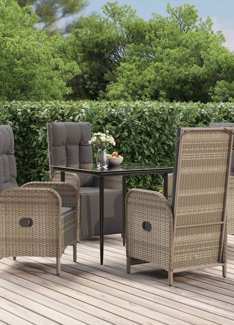 5-Delige Tuinset Met Kussens Poly Rattan Zwart En Grijs