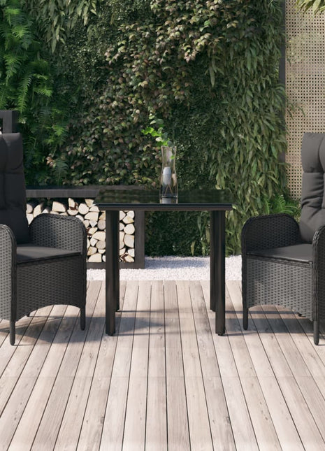 3-Delige Tuinset Met Kussens Poly Rattan Zwart