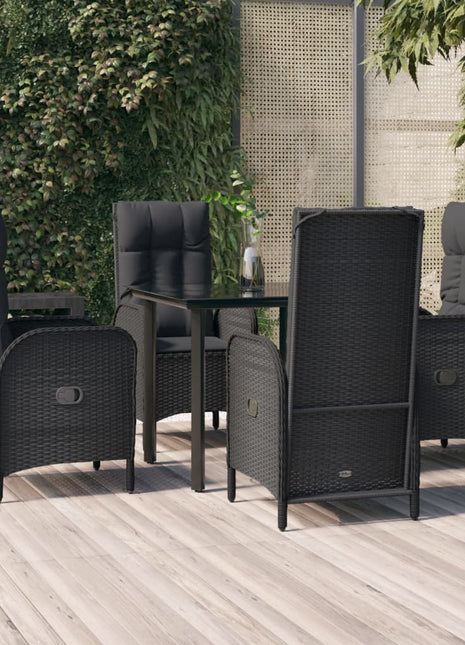 5-Delige Tuinset Met Kussens Poly Rattan Zwart