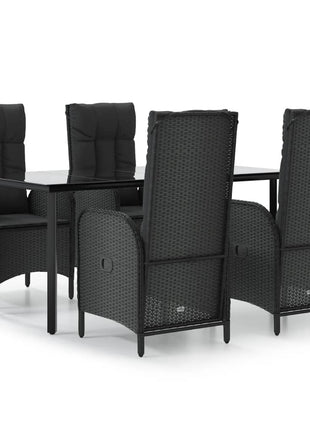5-Delige Tuinset Met Kussens Poly Rattan Zwart