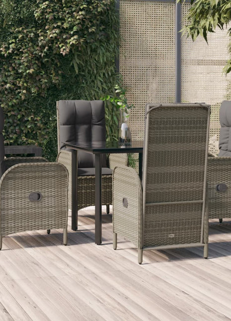 5-Delige Tuinset Met Kussens Poly Rattan Zwart En Grijs