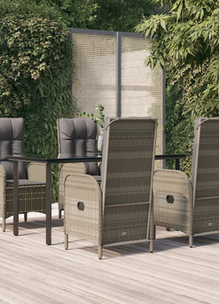 5-Delige Tuinset Met Kussens Poly Rattan Zwart En Grijs