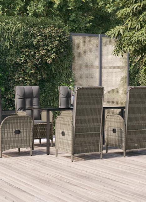 7-Delige Tuinset Met Kussens Poly Rattan Zwart En Grijs