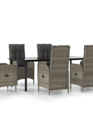 7-Delige Tuinset Met Kussens Poly Rattan Zwart En Grijs