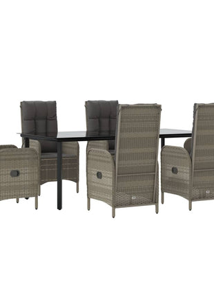 7-Delige Tuinset Met Kussens Poly Rattan Zwart En Grijs