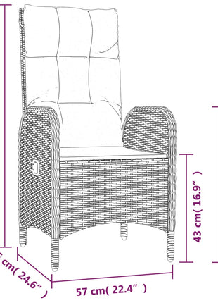 7-Delige Tuinset Met Kussens Poly Rattan Zwart En Grijs