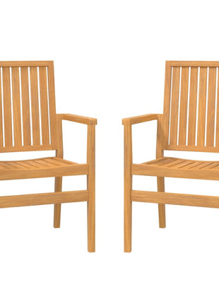 Tuinstoelen stapelbaar 2 st 56,5x57,5x91 cm massief teakhout