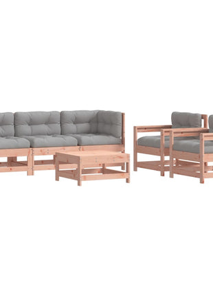 6-delige Loungeset met kussens massief douglashout