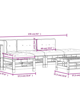 6-delige Loungeset met kussens massief douglashout