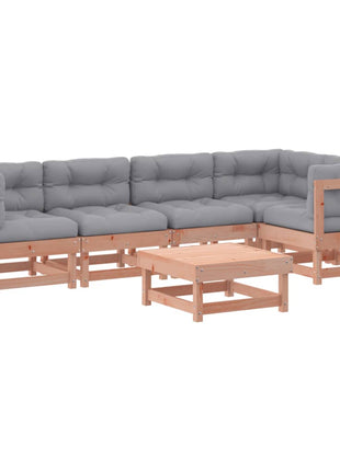 6-delige Loungeset met kussens massief douglashout
