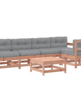 6-delige Loungeset met kussens massief douglashout