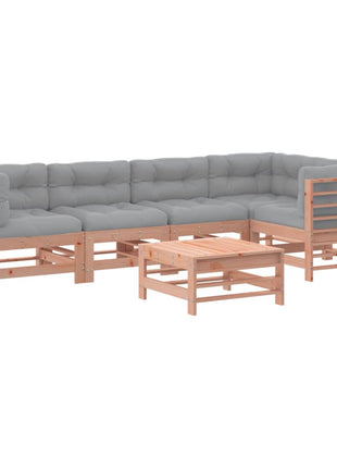6-delige Loungeset met kussens massief douglashout