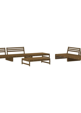 6-delige Loungeset met kussens grenenhout honingbruin