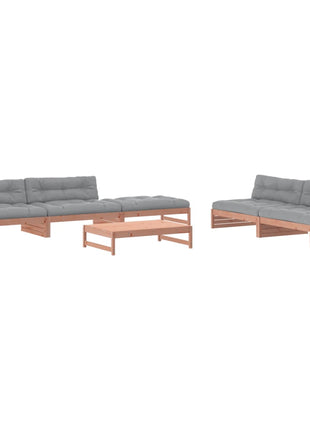 6-delige Loungeset met kussens massief douglashout