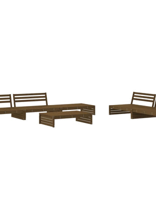 6-delige Loungeset met kussens grenenhout honingbruin