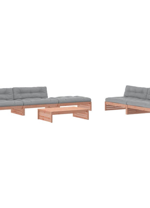 6-delige Loungeset met kussens massief douglashout