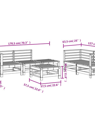 6-delige Loungeset massief grenenhout wit