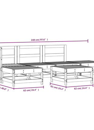6-delige Loungeset massief grenenhout wit